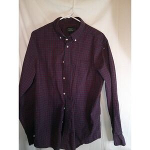 Member's Mark Plaid Poplin‎ Shirt Button Down Long Sleeve Casual Top L
